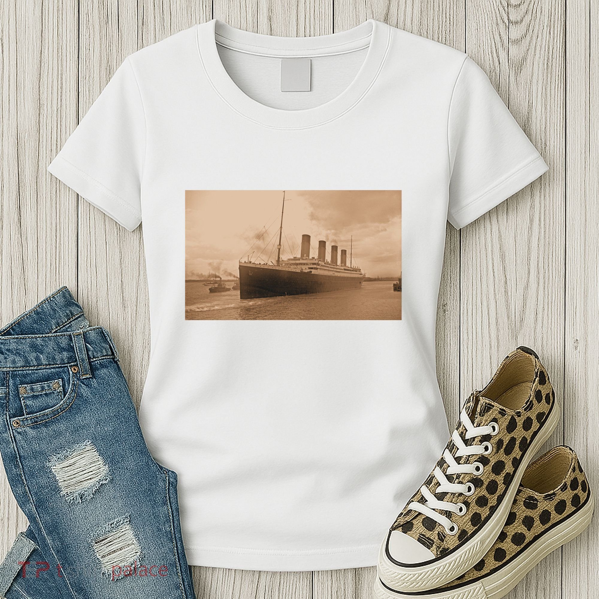 Titanic Original Photo Sepia 1912 Women's T-Shirt