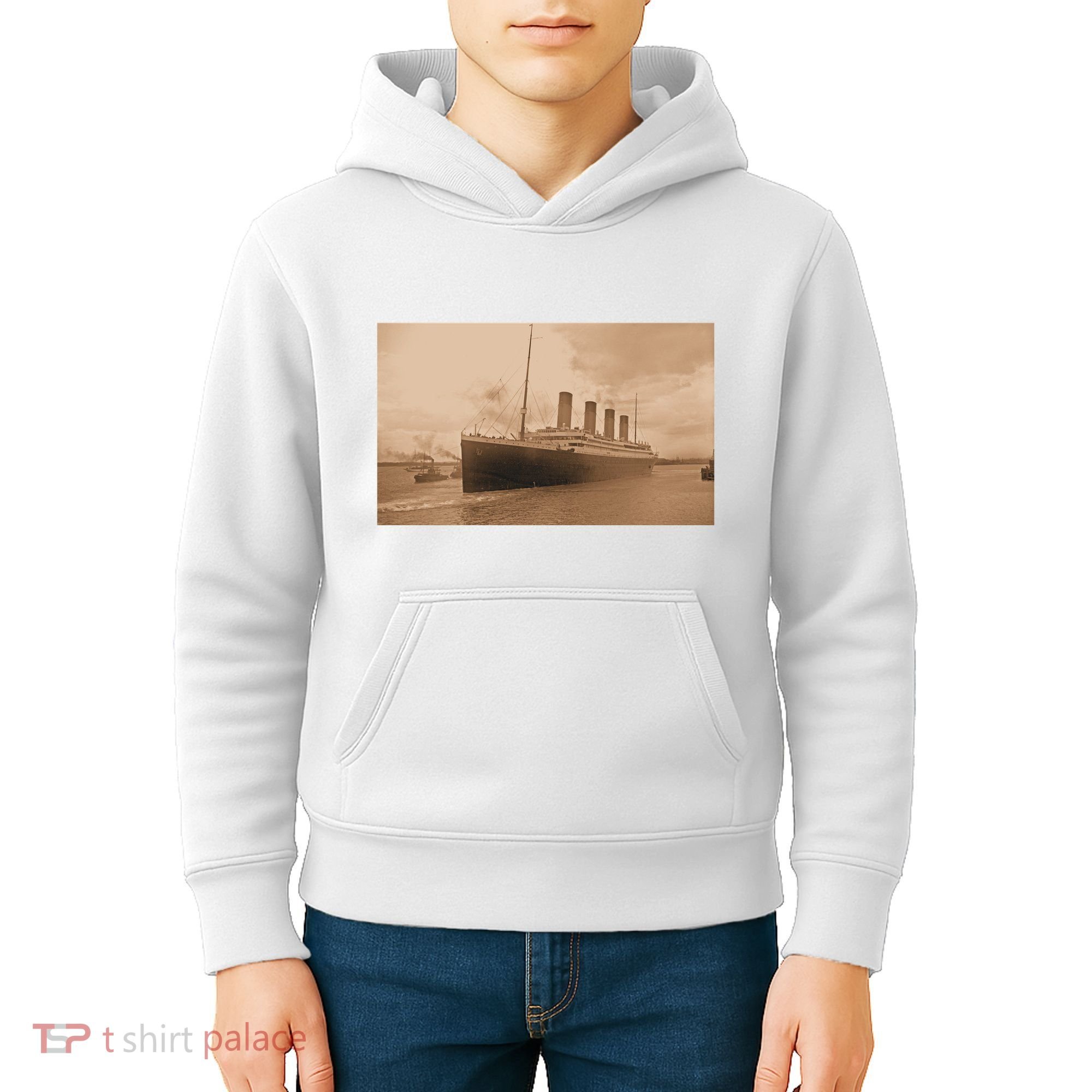 Titanic Original Photo Sepia 1912 Kids Hoodie