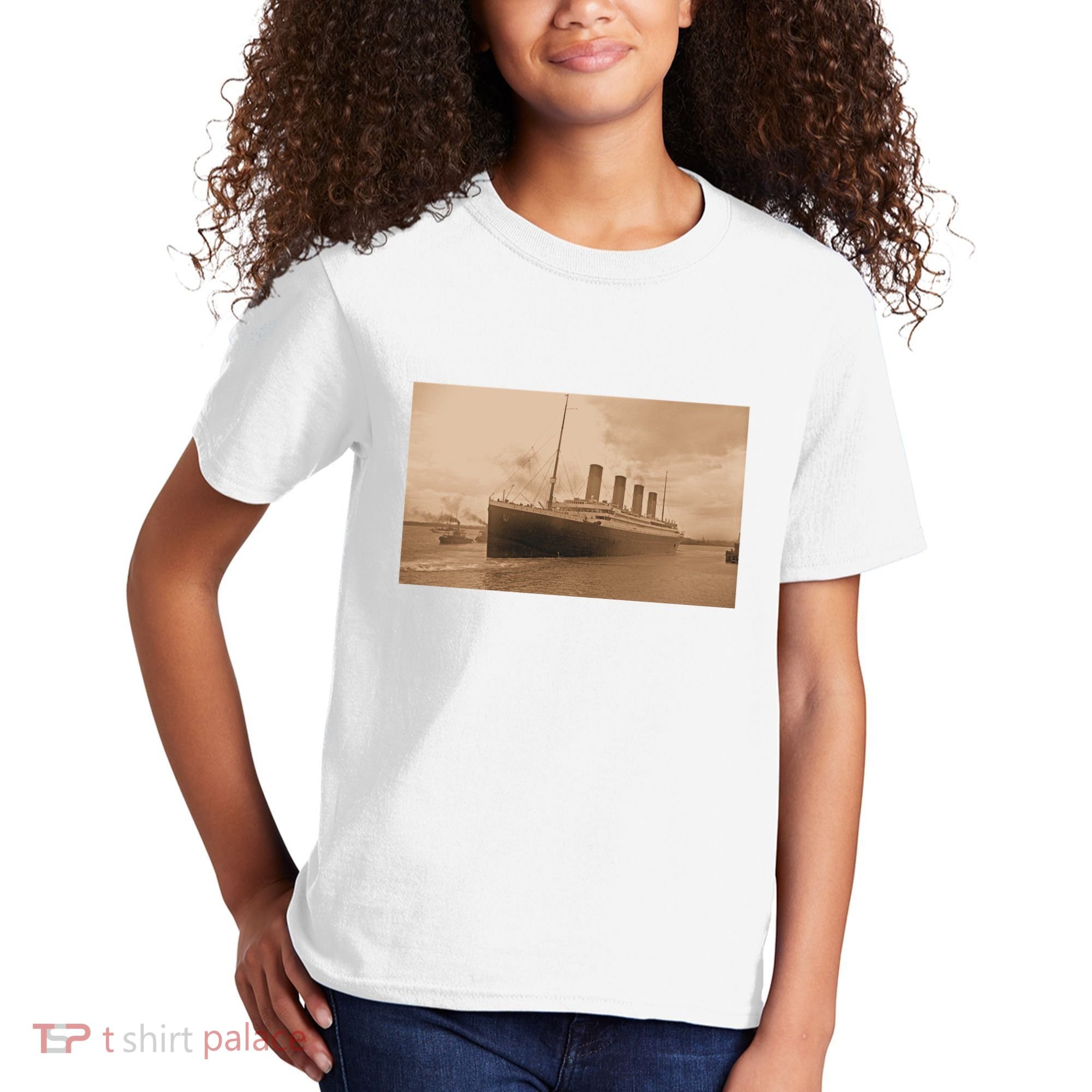 Titanic Original Photo Sepia 1912 Kids T-Shirt