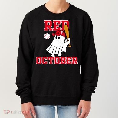 Take October Red October Philadelphia Ghost Baseball Halloween Women's Sweatshirt