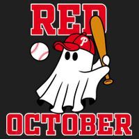 Take October Red October Philadelphia Ghost Baseball Halloween Women's Sweatshirt thumb 2