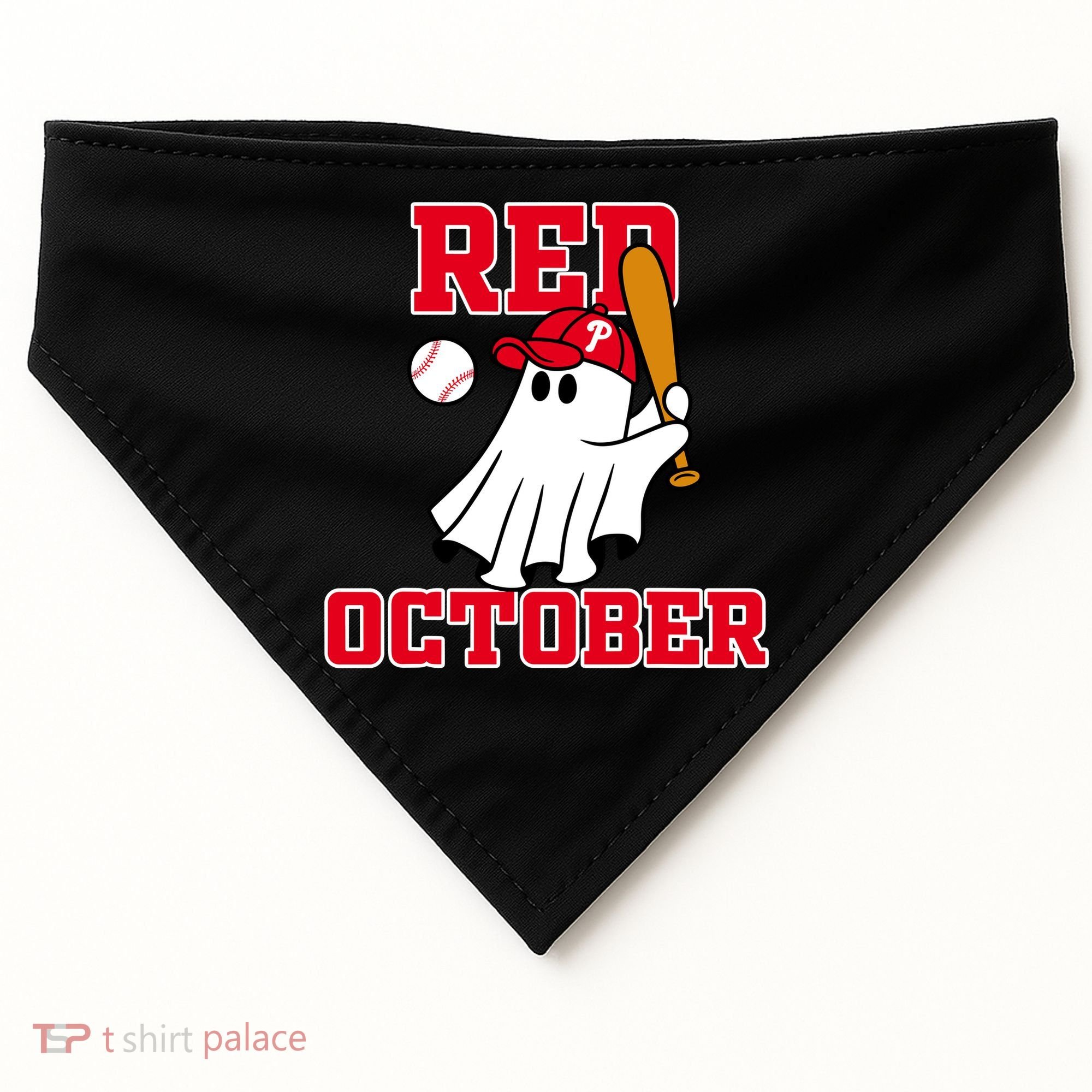 Take October Red October Philadelphia Ghost Baseball Halloween USA-Made Doggie Bandana