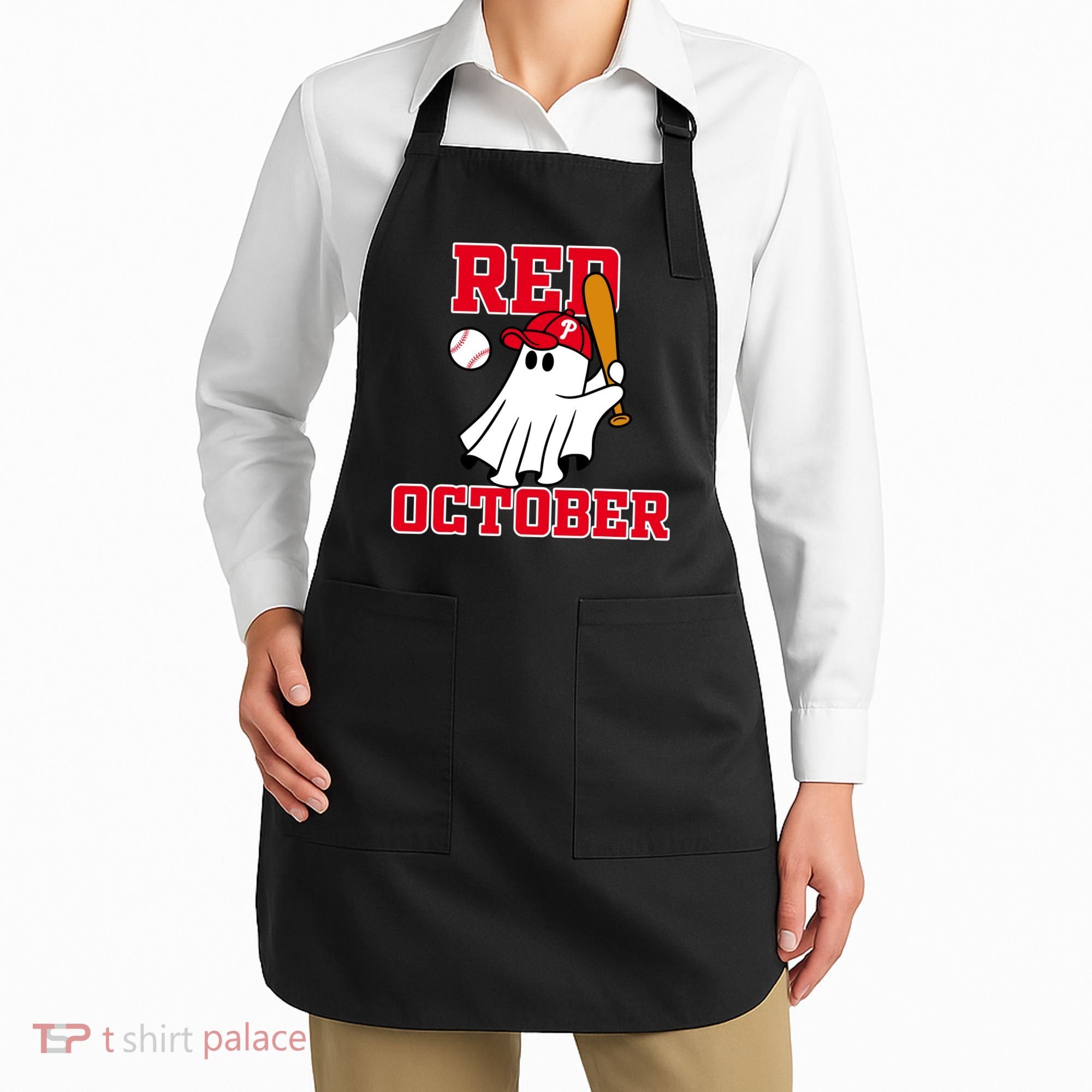 Take October Red October Philadelphia Ghost Baseball Halloween Apron