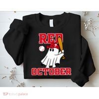 Take October Red October Philadelphia Ghost Baseball Halloween Sweatshirt thumb 2