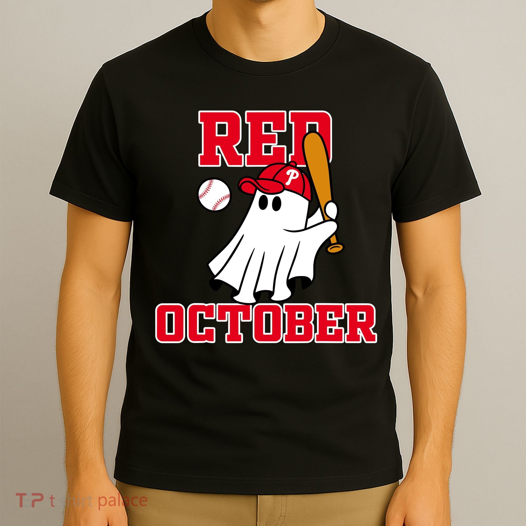 Take October Red October Philadelphia Ghost Baseball Halloween T-Shirt