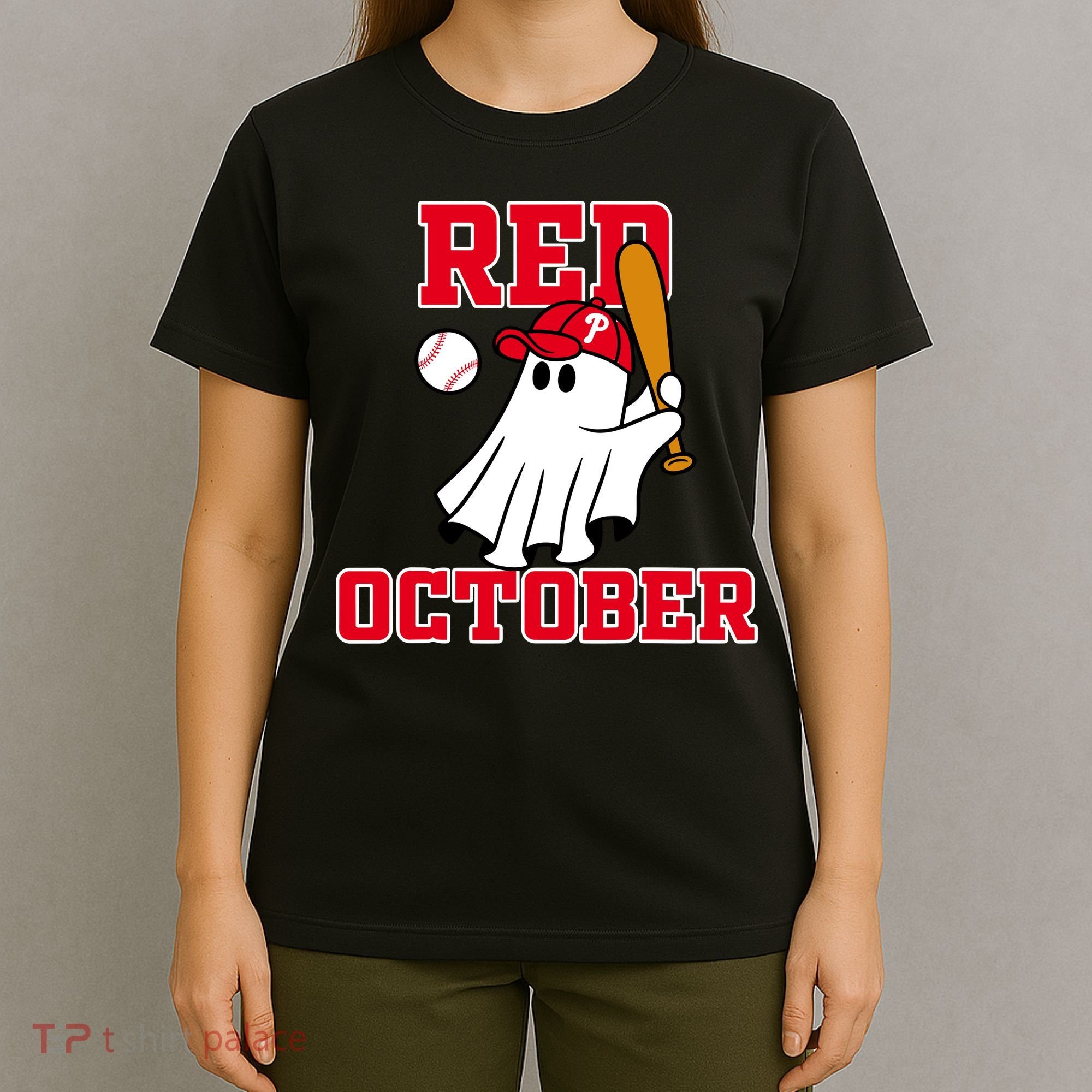 Take October Red October Philadelphia Ghost Baseball Halloween T-Shirt