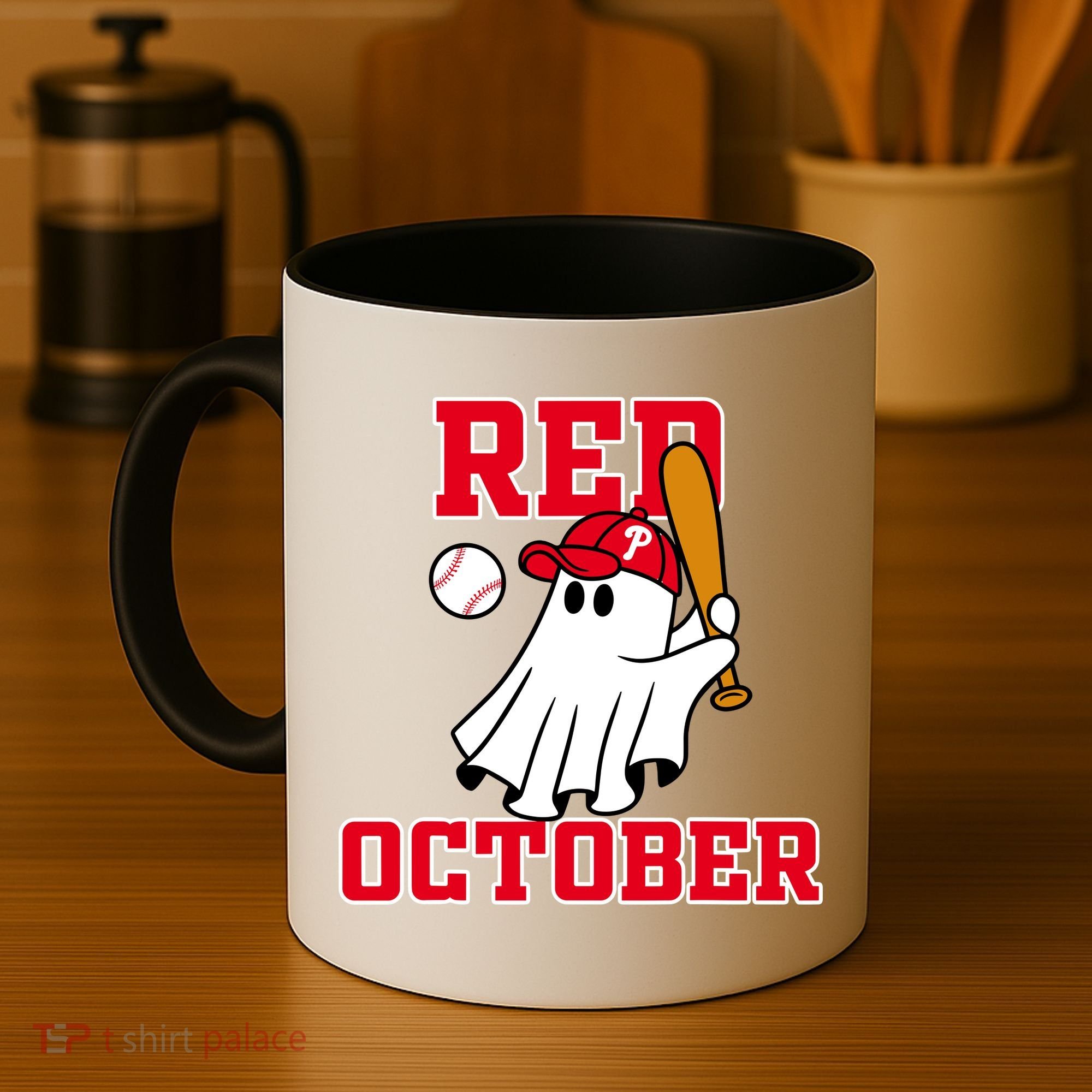 Take October Red October Philadelphia Ghost Baseball Halloween Coffee Mug