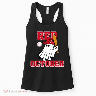 Take October Red October Philadelphia Ghost Baseball Halloween Women's Tank Top