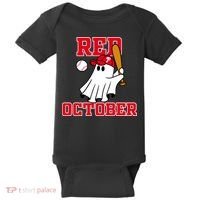 Take October Red October Philadelphia Ghost Baseball Halloween Baby Bodysuit thumb 0