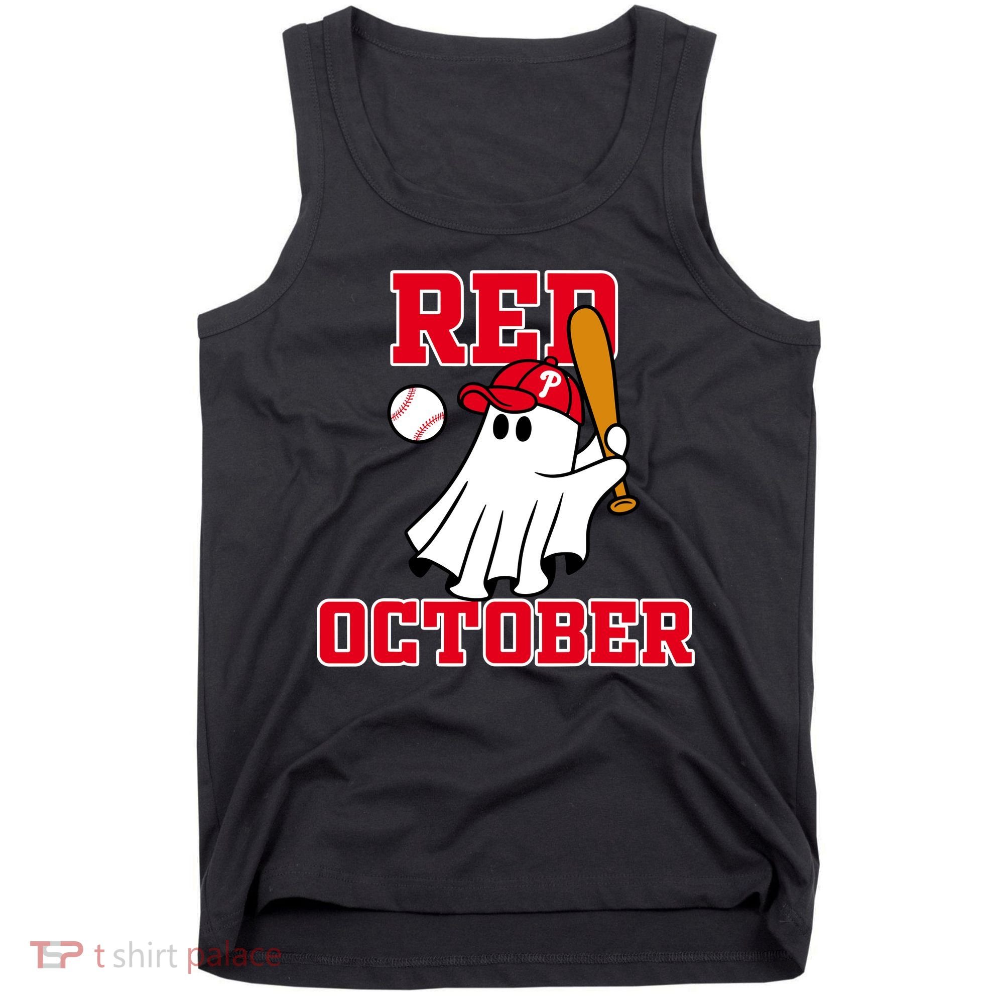 Take October Red October Philadelphia Ghost Baseball Halloween Tank Top
