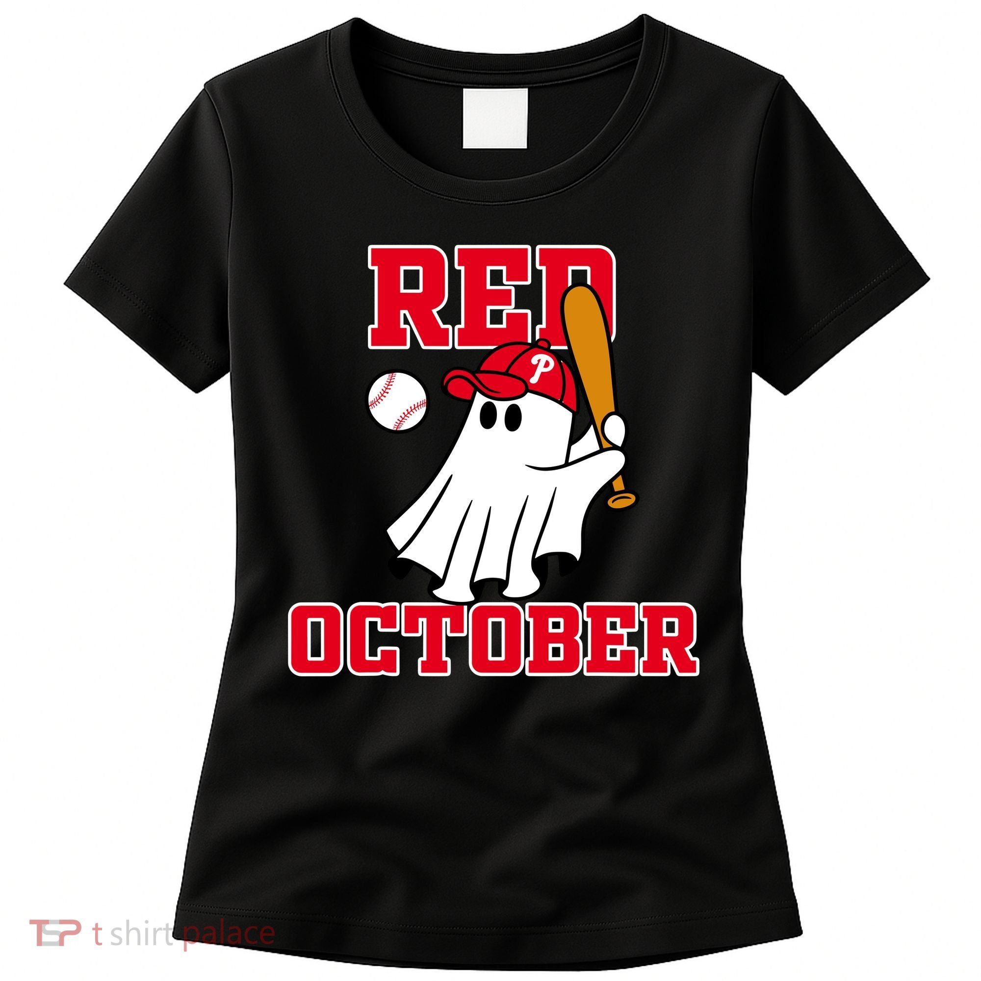 Take October Red October Philadelphia Ghost Baseball Halloween Women's T-Shirt