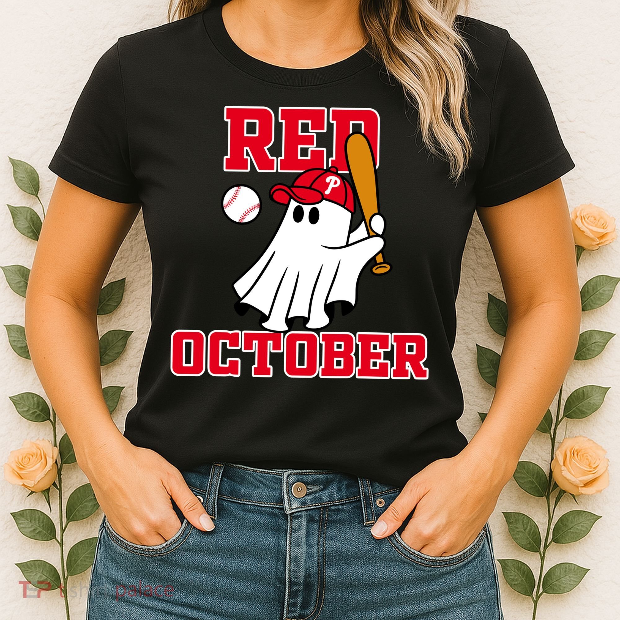 Take October Red October Philadelphia Ghost Baseball Halloween Women's T-Shirt
