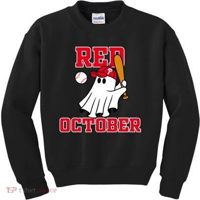 Take October Red October Philadelphia Ghost Baseball Halloween Kids Sweatshirt