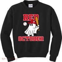 Take October Red October Philadelphia Ghost Baseball Halloween Kids Sweatshirt thumb 0