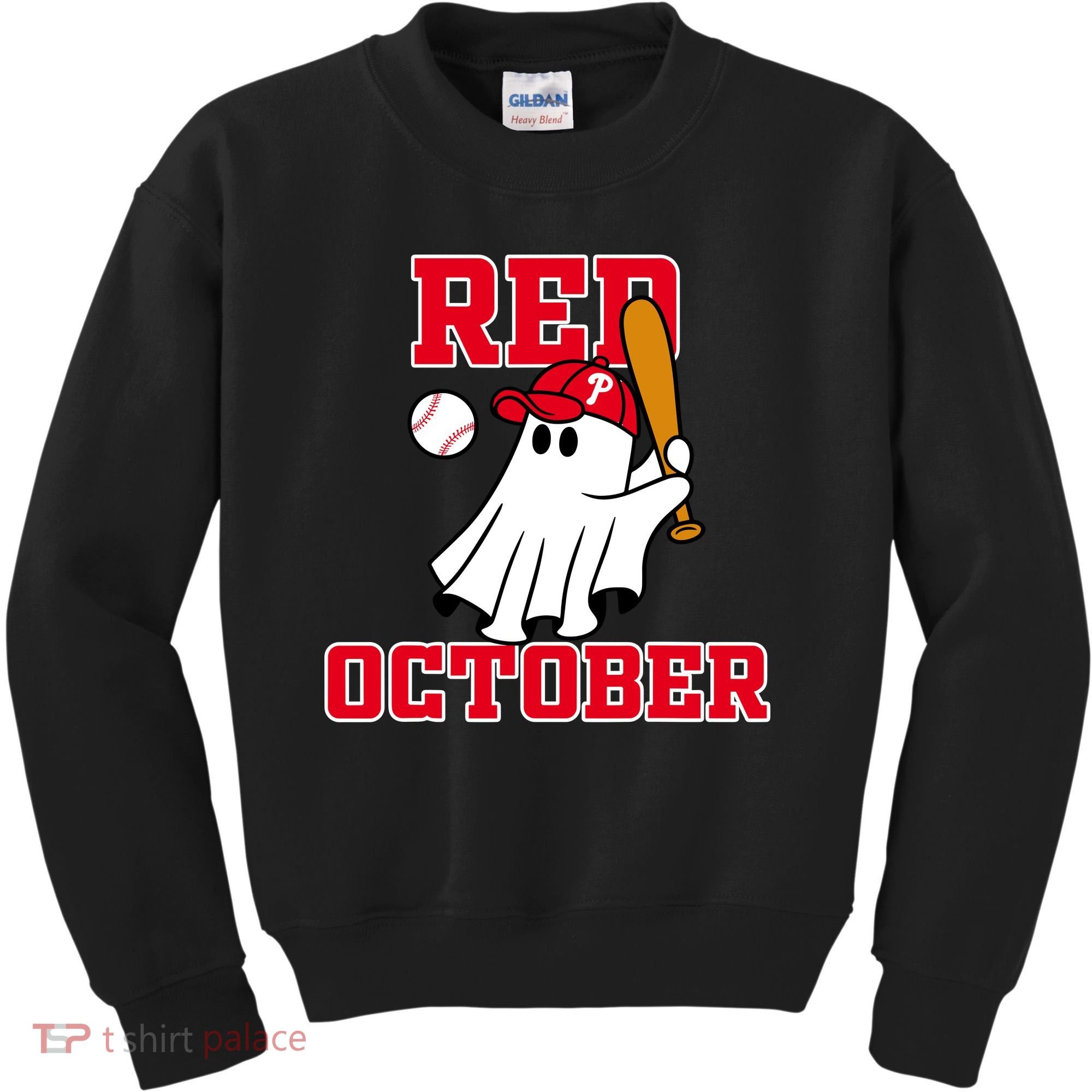 Take October Red October Philadelphia Ghost Baseball Halloween Kids Sweatshirt