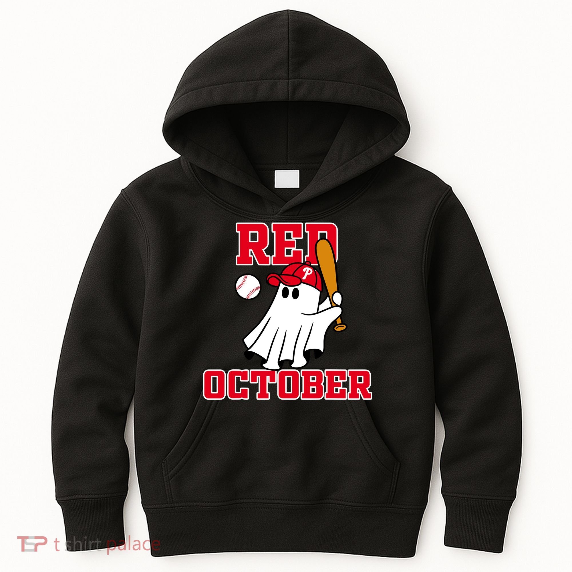Take October Red October Philadelphia Ghost Baseball Halloween Kids Hoodie