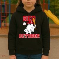 Take October Red October Philadelphia Ghost Baseball Halloween Kids Hoodie thumb 3
