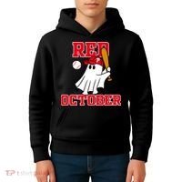 Take October Red October Philadelphia Ghost Baseball Halloween Kids Hoodie thumb 4