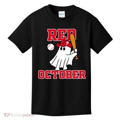 Take October Red October Philadelphia Ghost Baseball Halloween Kids T-Shirt