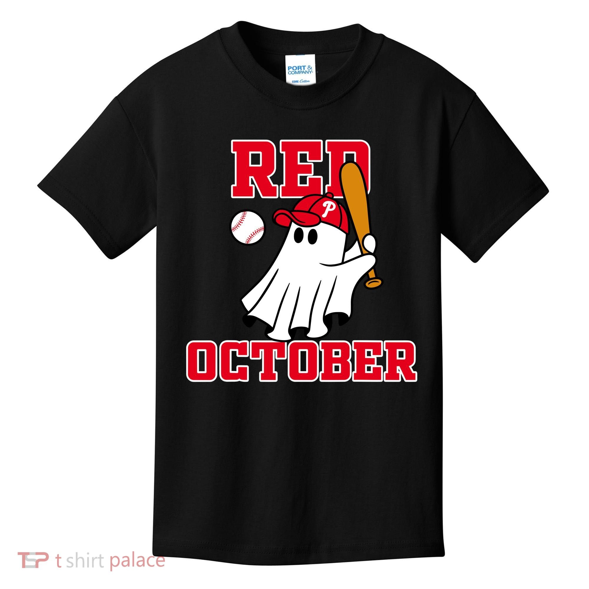 Take October Red October Philadelphia Ghost Baseball Halloween Kids T-Shirt