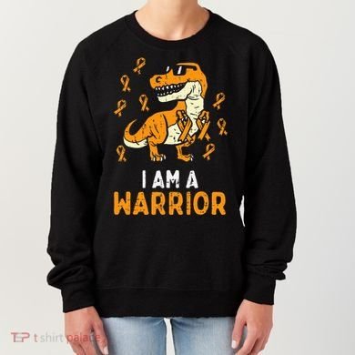 Trex Orange Ribbon Im A Warrior Leukemia Awareness Women's Sweatshirt