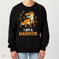 Trex Orange Ribbon Im A Warrior Leukemia Awareness Women's Sweatshirt thumb 0