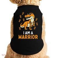 Trex Orange Ribbon Im A Warrior Leukemia Awareness Doggie Tank thumb 0