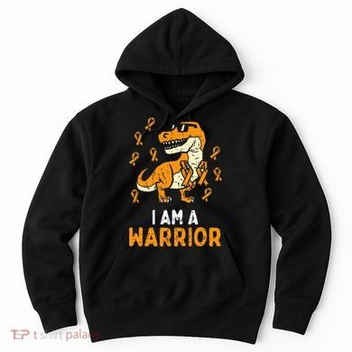 Trex Orange Ribbon Im A Warrior Leukemia Awareness Hoodie