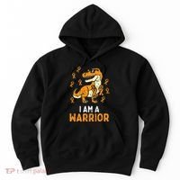 Trex Orange Ribbon Im A Warrior Leukemia Awareness Hoodie thumb 0