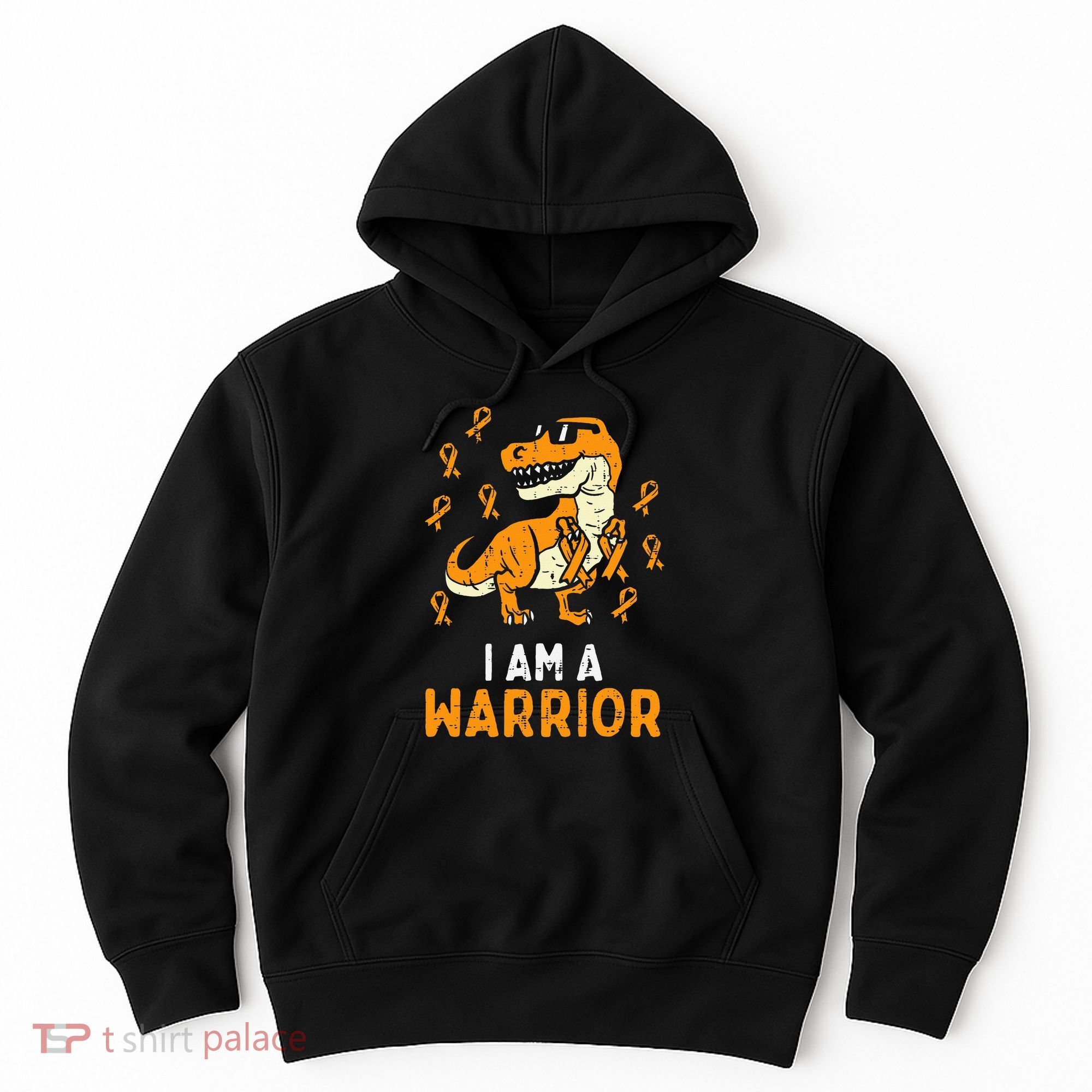 Trex Orange Ribbon Im A Warrior Leukemia Awareness Hoodie