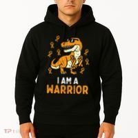 Trex Orange Ribbon Im A Warrior Leukemia Awareness Hoodie thumb 2