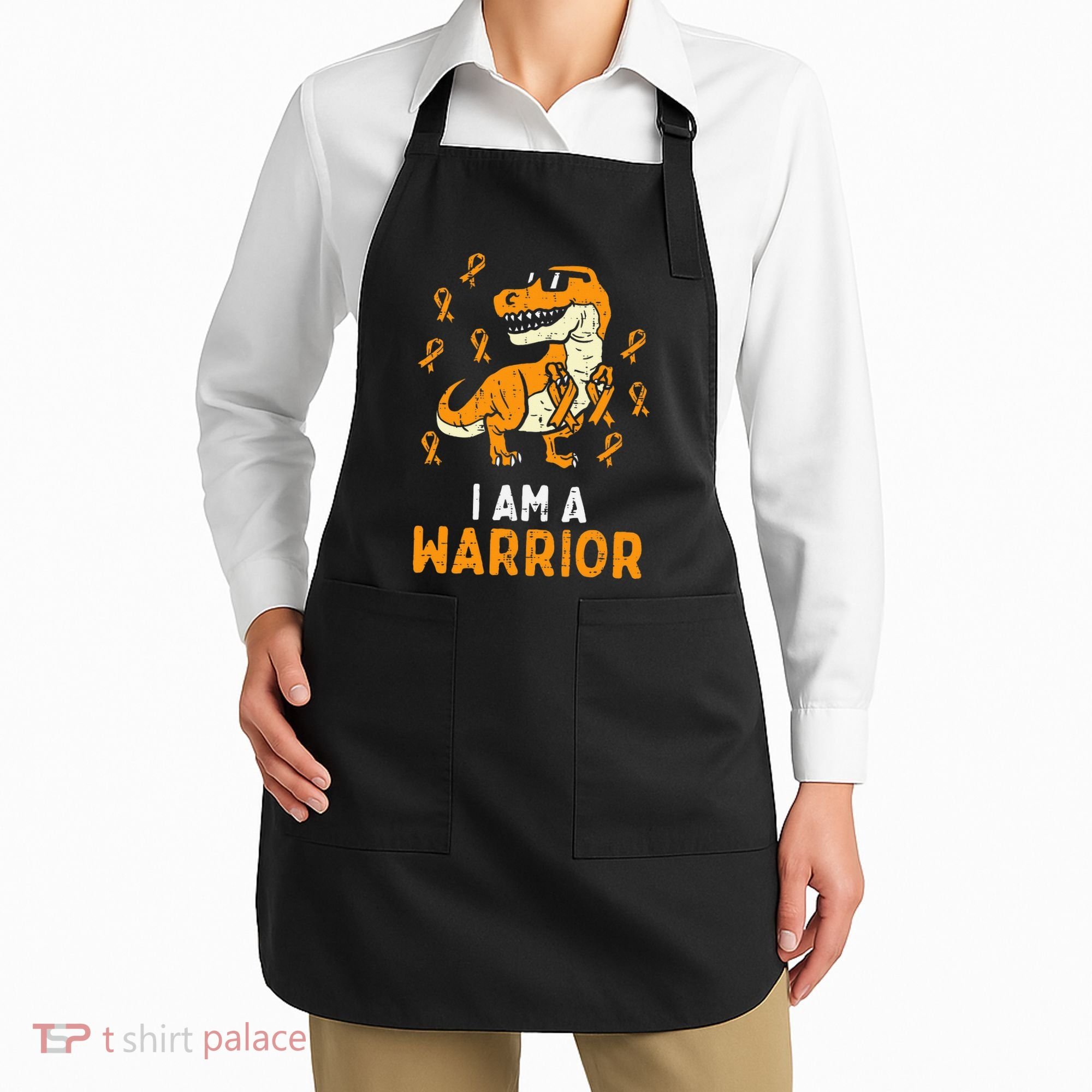 Trex Orange Ribbon Im A Warrior Leukemia Awareness Apron