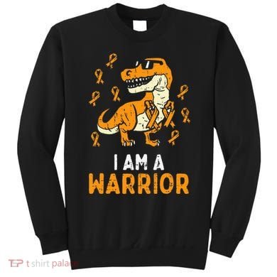 Trex Orange Ribbon Im A Warrior Leukemia Awareness Sweatshirt
