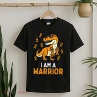 Trex Orange Ribbon Im A Warrior Leukemia Awareness T-Shirt thumb 2