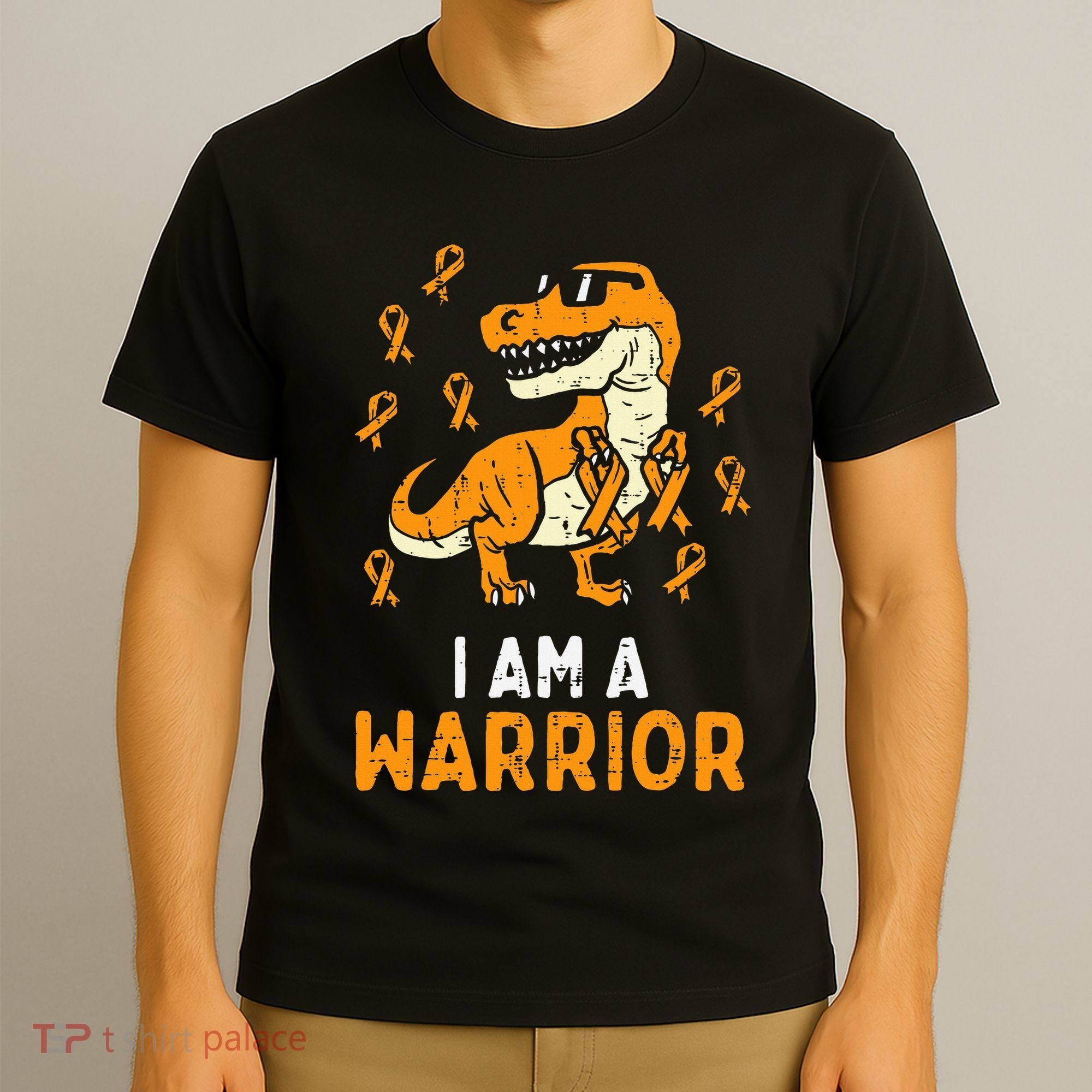 Trex Orange Ribbon Im A Warrior Leukemia Awareness T-Shirt