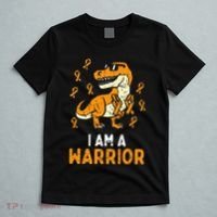 Trex Orange Ribbon Im A Warrior Leukemia Awareness T-Shirt thumb 5