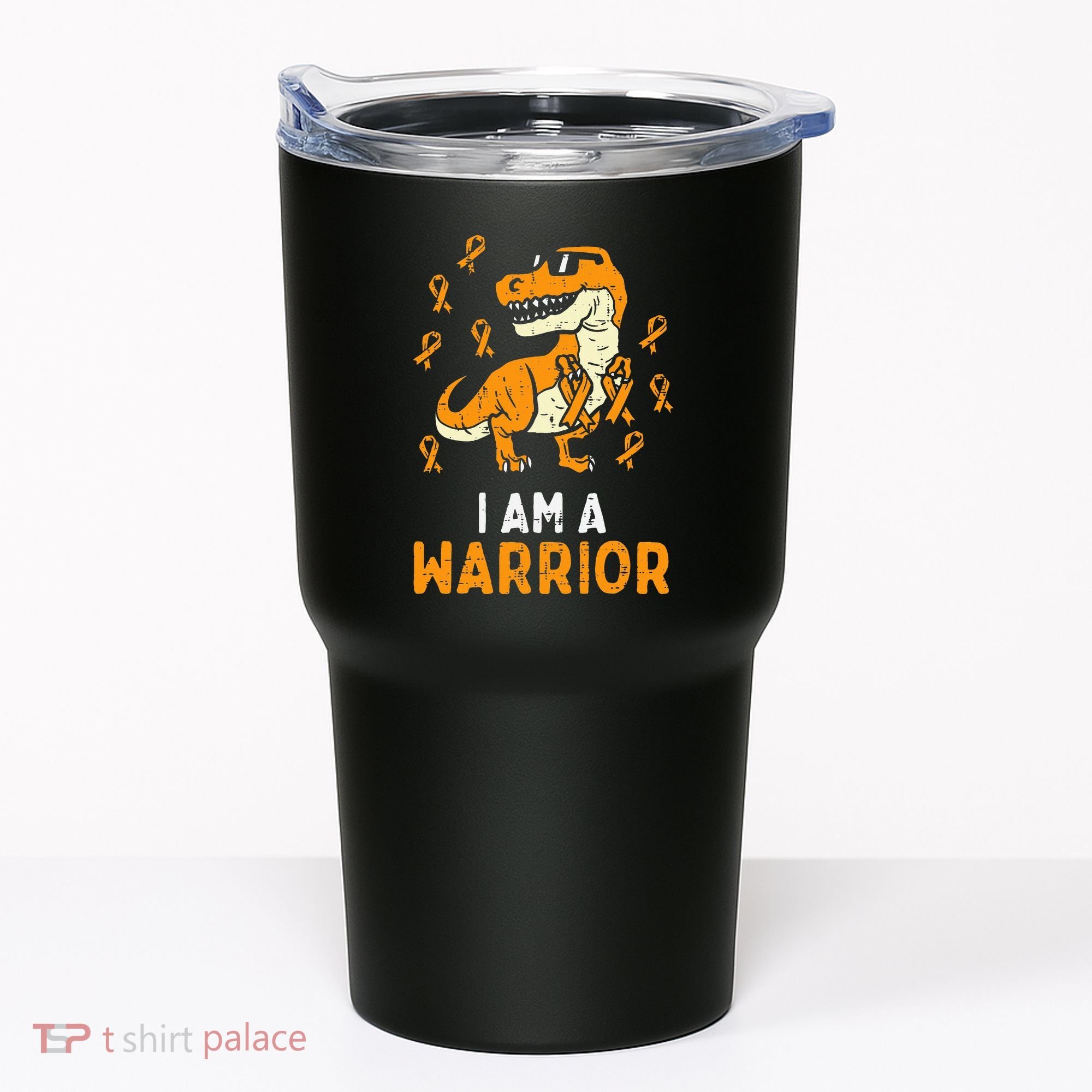 Trex Orange Ribbon Im A Warrior Leukemia Awareness Tumbler