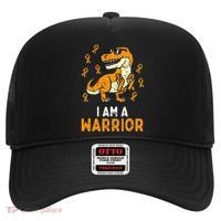 Trex Orange Ribbon Im A Warrior Leukemia Awareness Hat thumb 0