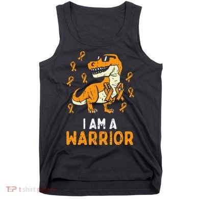 Trex Orange Ribbon Im A Warrior Leukemia Awareness Tank Top