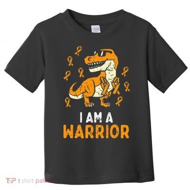 Trex Orange Ribbon Im A Warrior Leukemia Awareness Toddler T-Shirt