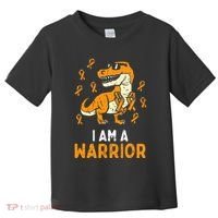 Trex Orange Ribbon Im A Warrior Leukemia Awareness Toddler T-Shirt thumb 0