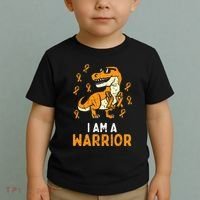 Trex Orange Ribbon Im A Warrior Leukemia Awareness Toddler T-Shirt thumb 2