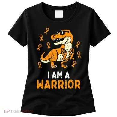 Trex Orange Ribbon Im A Warrior Leukemia Awareness Women's T-Shirt