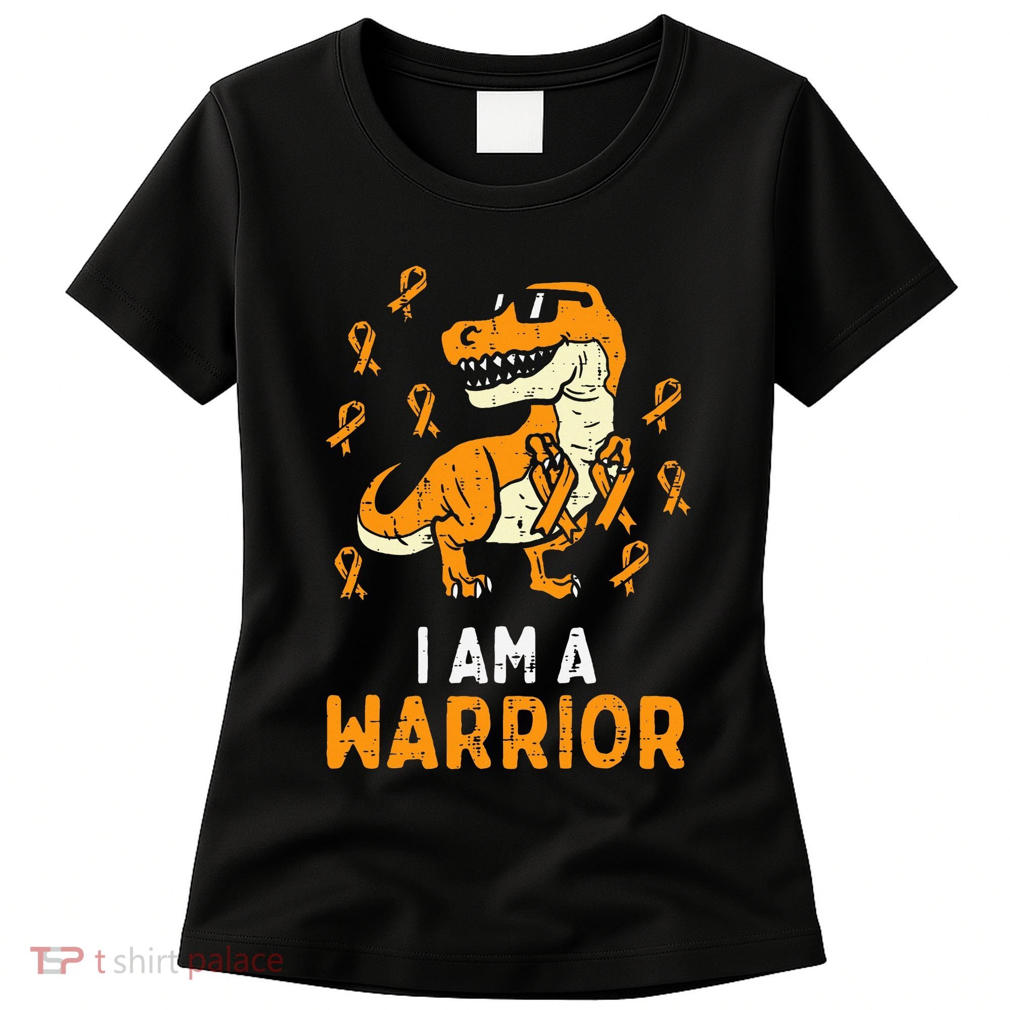 Trex Orange Ribbon Im A Warrior Leukemia Awareness Women's T-Shirt