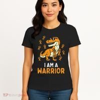 Trex Orange Ribbon Im A Warrior Leukemia Awareness Women's T-Shirt thumb 4