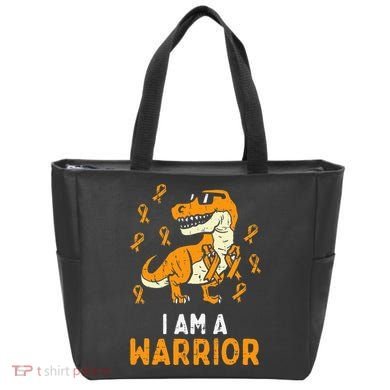 Trex Orange Ribbon Im A Warrior Leukemia Awareness Tote Bag