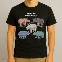 Types of Rhinoceros Sumatran Javan Rhino Animal Art T-Shirt thumb 3