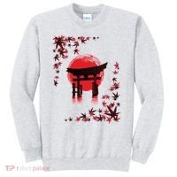 Torii Arch Sunset Maple Leaves Red Sun Sweatshirt thumb 0