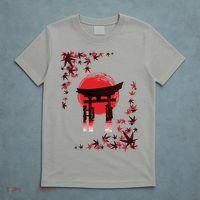 Torii Arch Sunset Maple Leaves Red Sun T-Shirt thumb 5