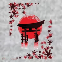 Torii Arch Sunset Maple Leaves Red Sun Kids T-Shirt thumb 2